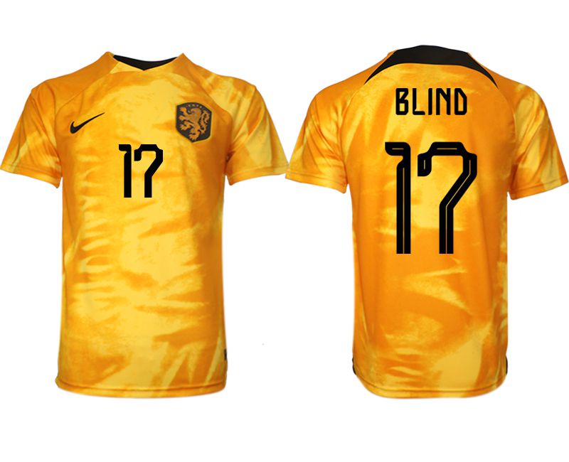 Men 2022 World Cup National Team Netherlands home aaa version yellow #17 Soccer Jersey